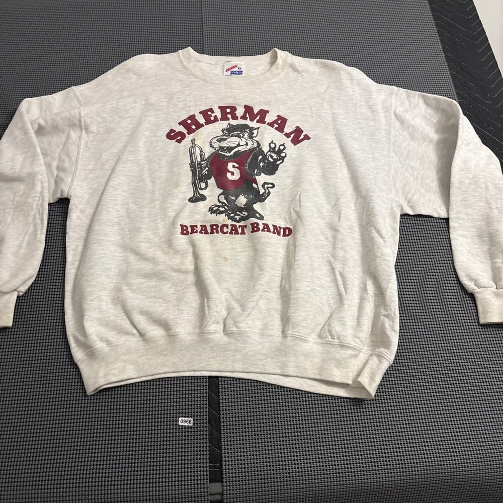 Vintage Jerzees‎ Sherman Bearcat Band Sweatshirt Mens XL 90s USA Gray